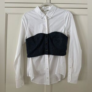 Veronica Beard Plaid Bustier Button Down